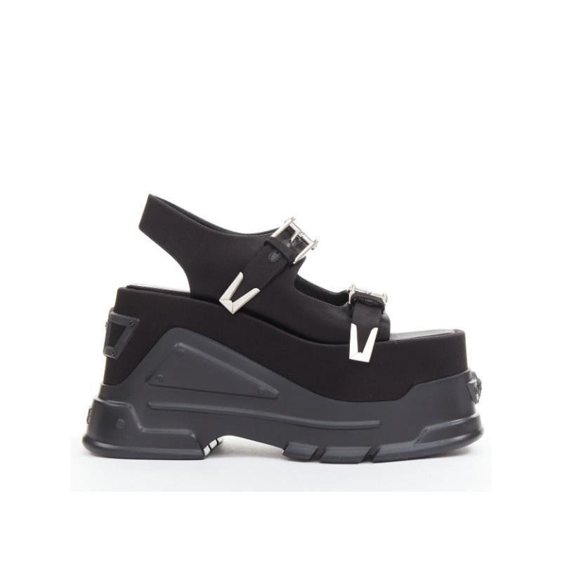 nuevo VERSACE Anthem 120 seda satinada Medusa hebilla plataforma sandalias gruesas EU37