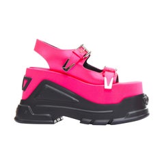 new VERSACE Anthem 120 Tropical Pink fuschia satin platform chunky sandals EU38