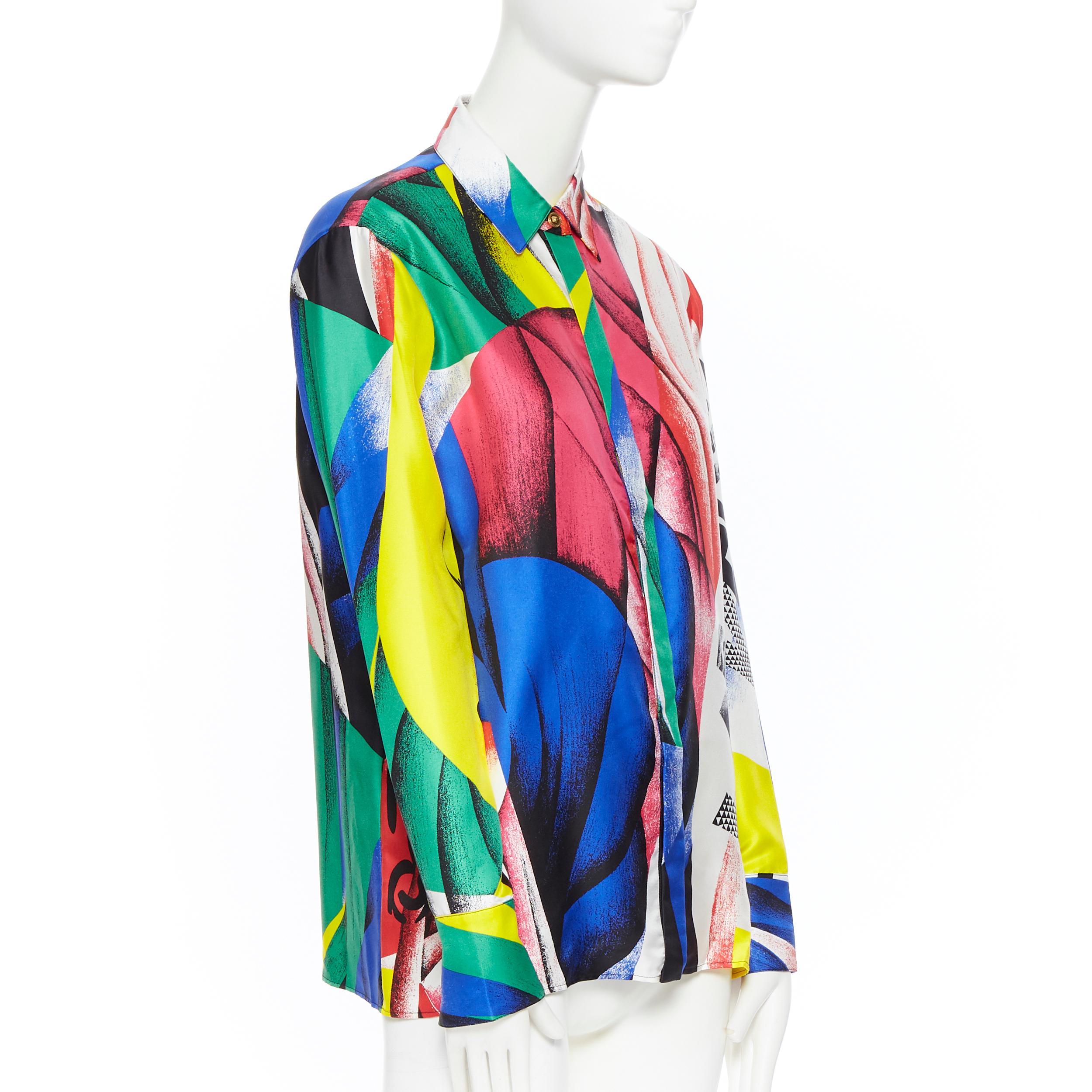 new VERSACE AW18 100% silk Boccioni art colorblocked print Medusa shirt IT38 XS In Excellent Condition In Hong Kong, NT