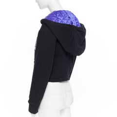 new VERSACE AW18 Pillow Talk 90's vintage logo purple quilted cropped hoodie S