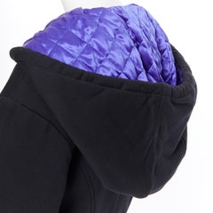 new VERSACE AW18 Pillow Talk black 90s box logo purple quilted cropped hoodie XS
