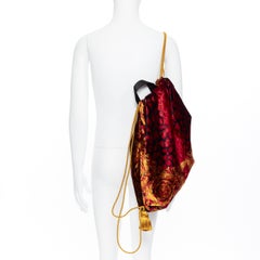 new VERSACE AW18 Pillow Talk red leopard spot gold baroque print velvet backpack