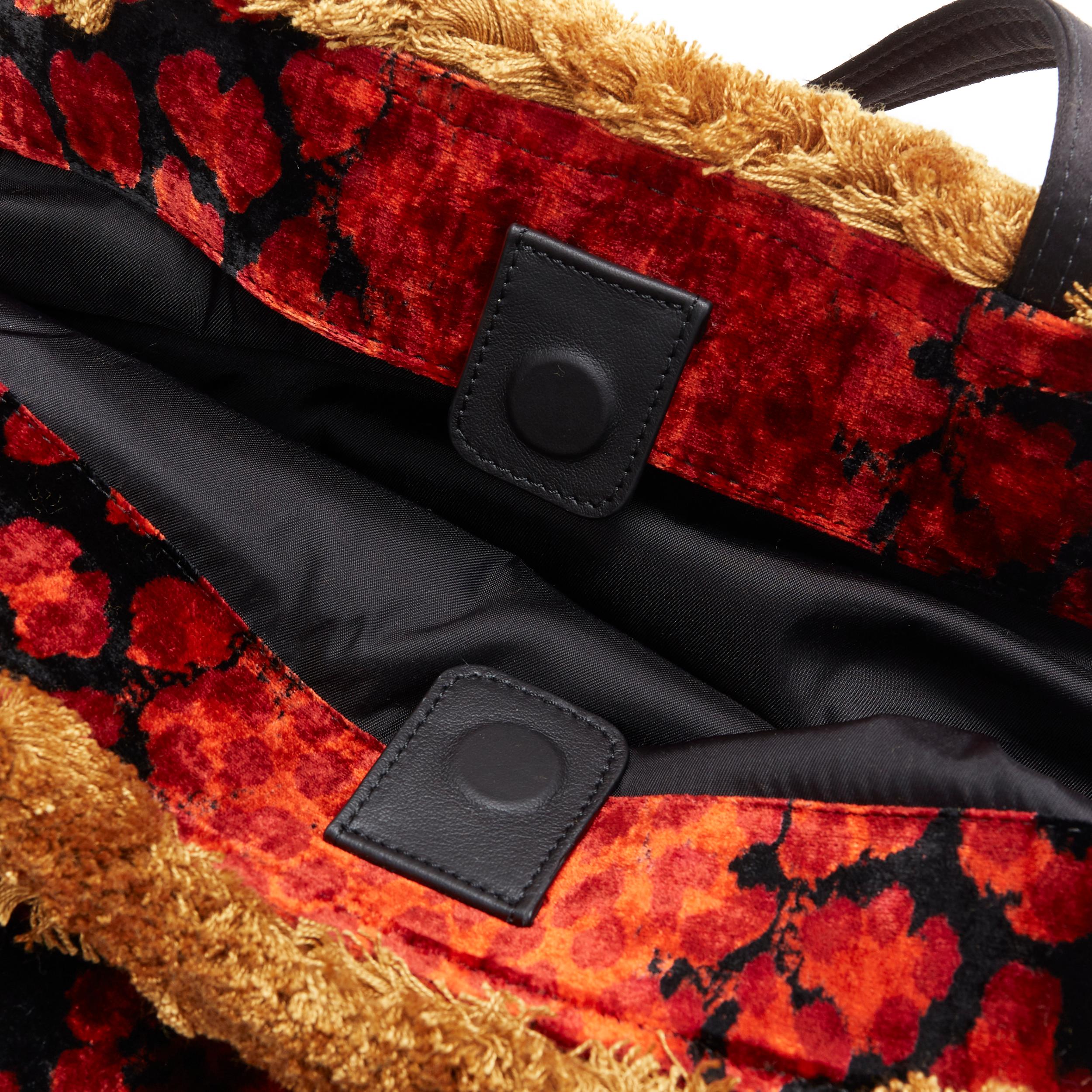 new VERSACE AW18 Pillow Talk red leopard velvet fringe trimmed large tote bag 3