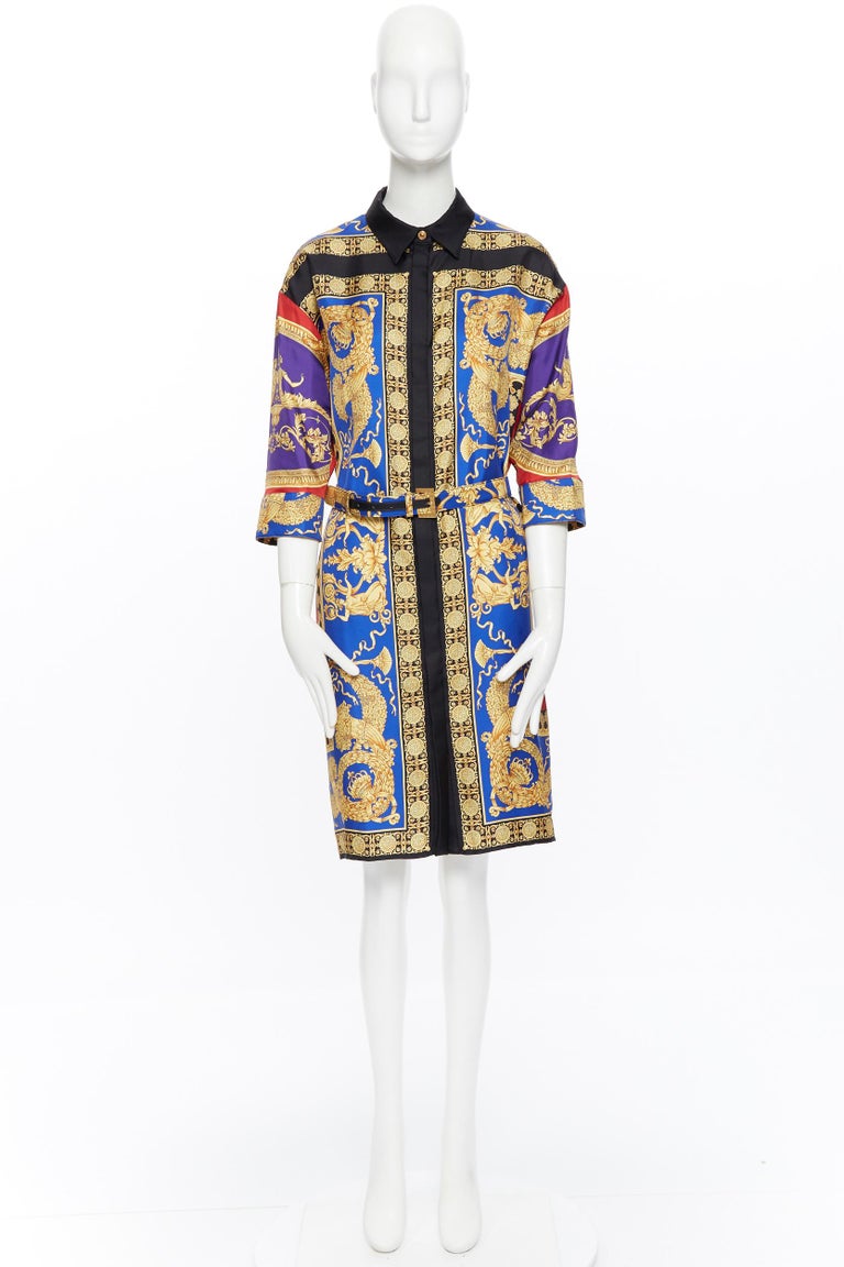 new VERSACE AW18 Pillow Talk Runway leopard baroque belted dress robe IT46 XL at 1stDibs