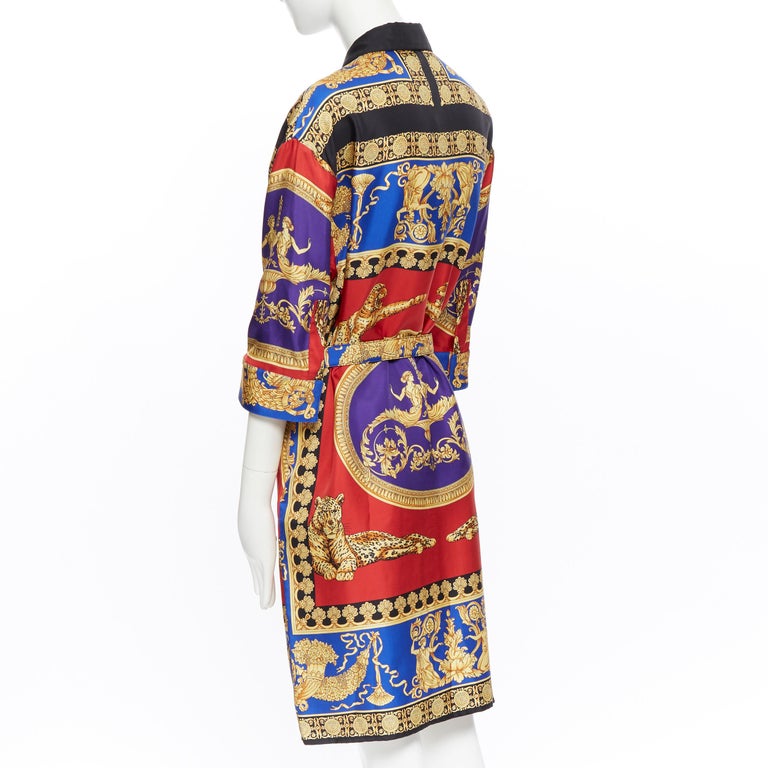 new VERSACE AW18 Pillow Talk Runway leopard baroque belted dress robe IT46 XL at 1stDibs