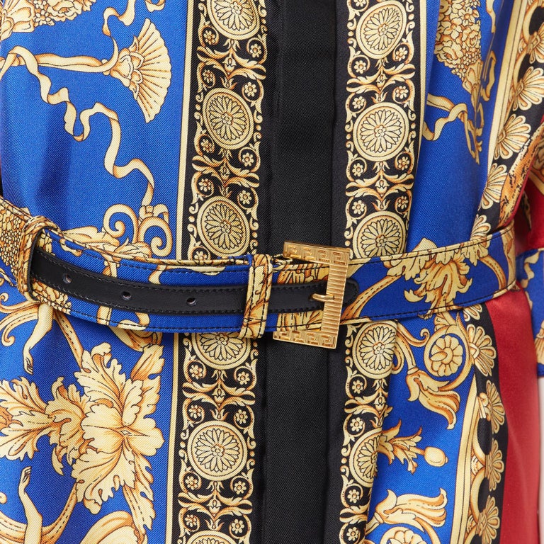 new VERSACE AW18 Pillow Talk Runway leopard baroque belted dress robe IT46 XL at 1stDibs