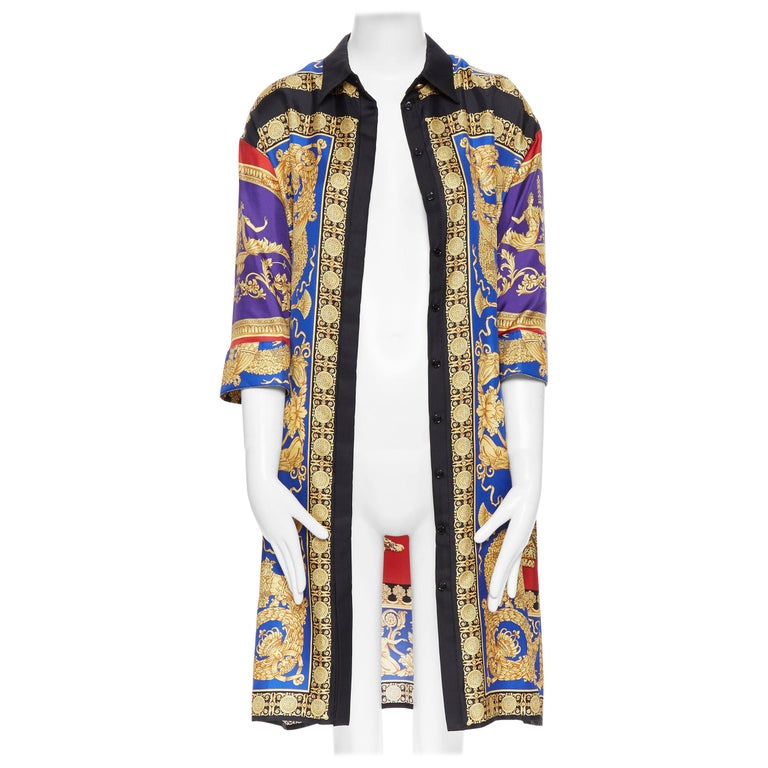 new VERSACE AW18 Pillow Talk Runway leopard baroque belted dress robe IT46 XL at 1stDibs