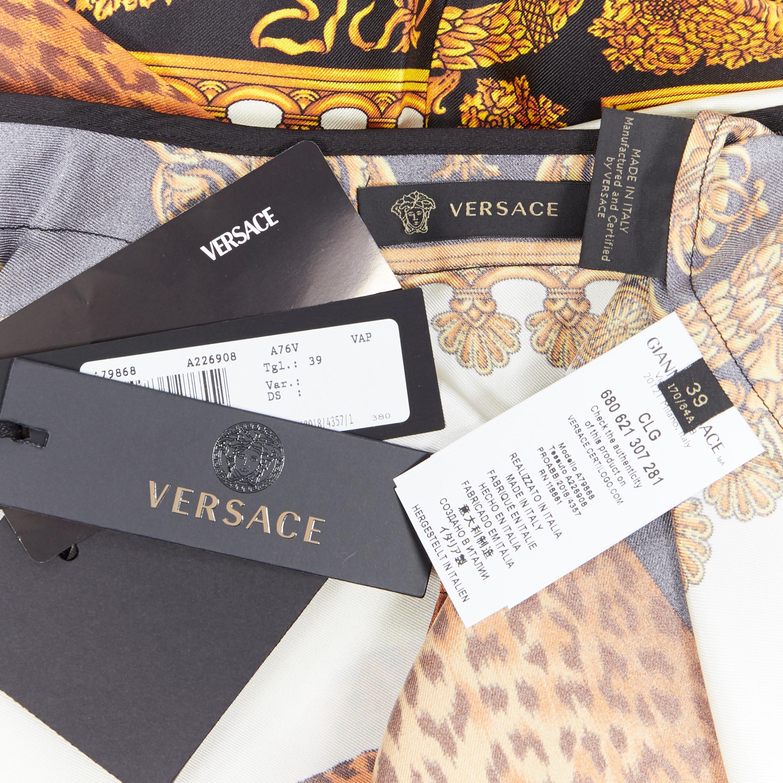 new VERSACE AW18 Runway 100% silk Wild Leopard baroque black gold shirt XL EU41 4