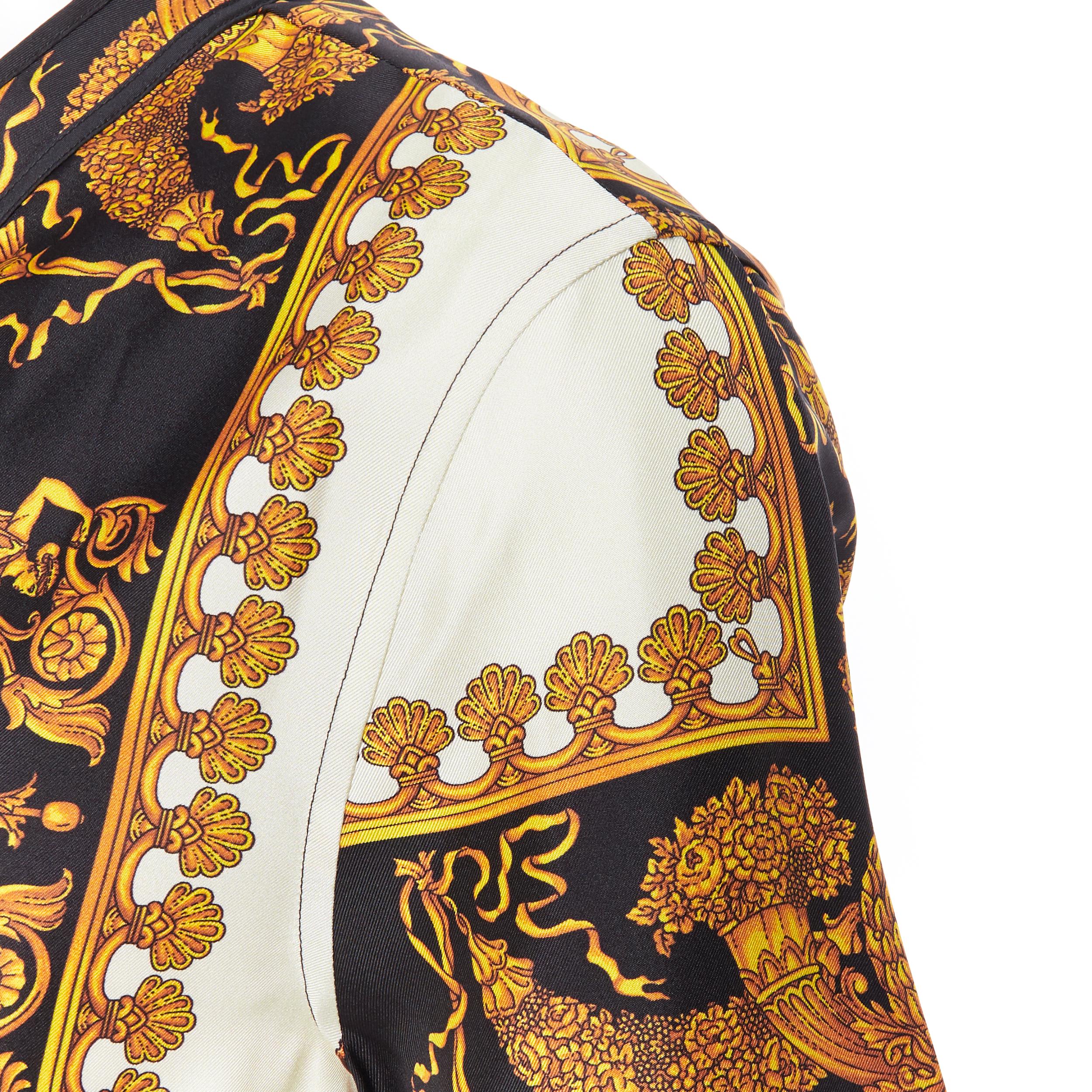 new VERSACE AW18 Runway 100% silk Wild Leopard baroque black gold shirt XS EU37 2