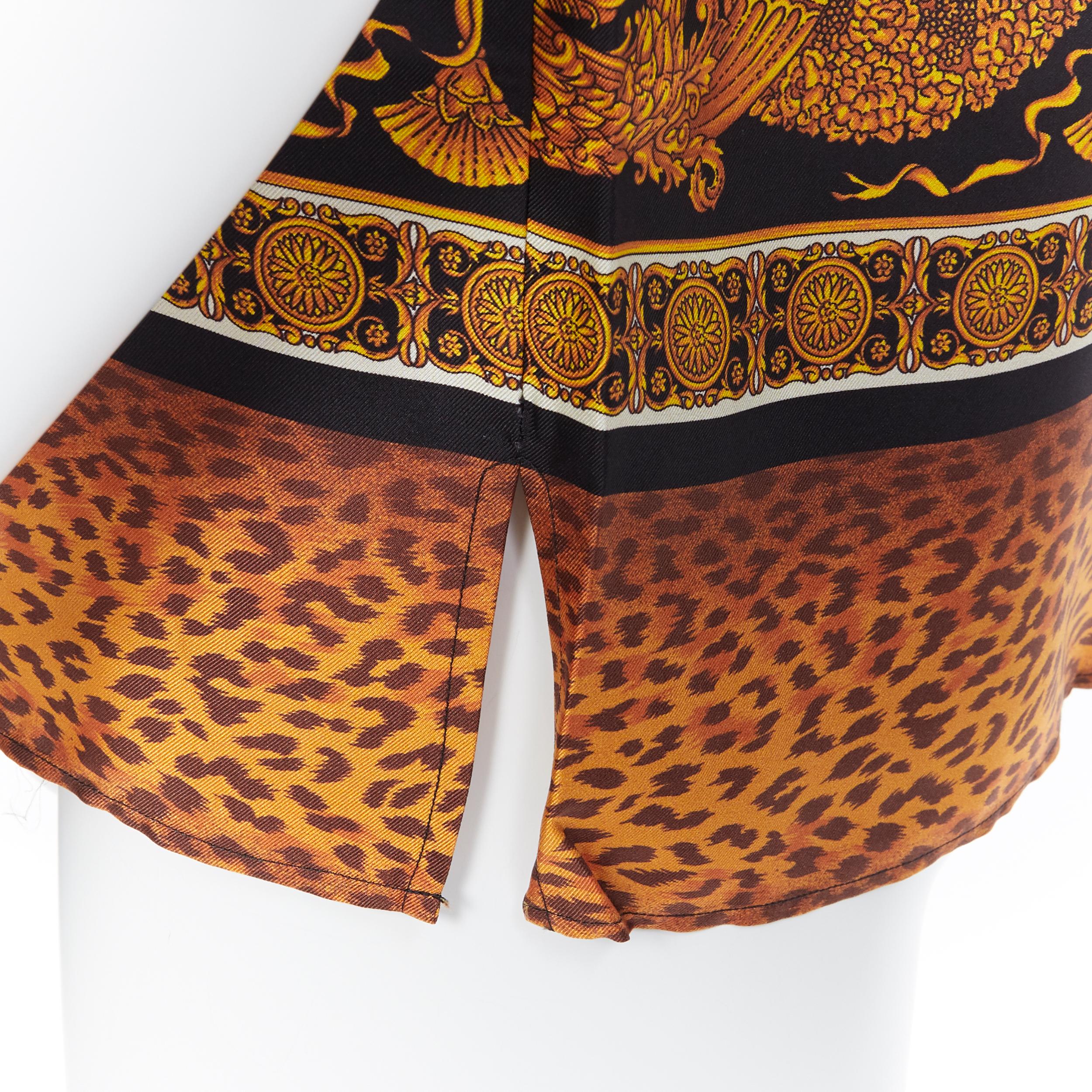 new VERSACE AW18 Runway 100% silk Wild Leopard baroque black gold shirt XS EU37 3