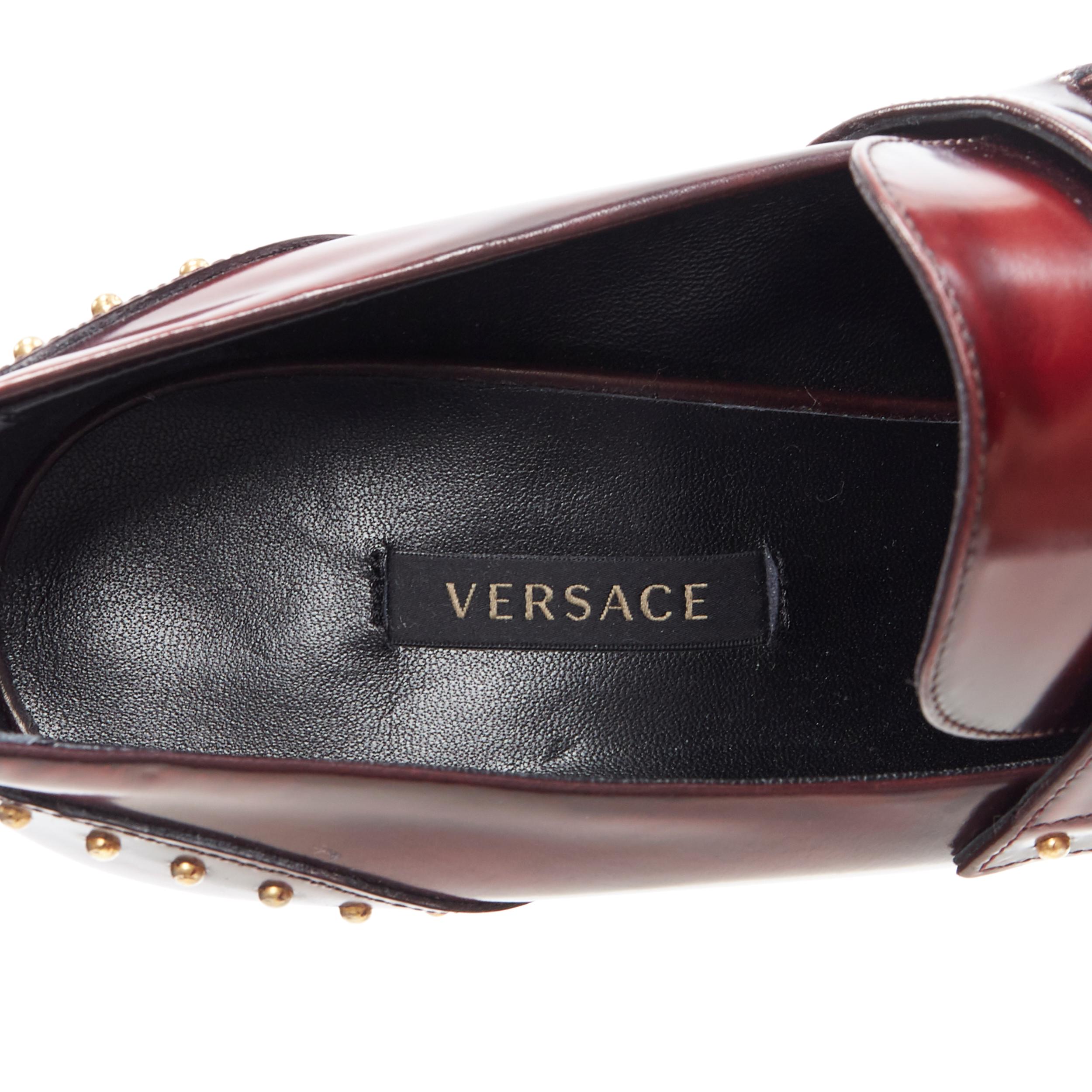 new VERSACE AW18 Runway burgundy studded Medusa chain loafer platform heel EU36 3