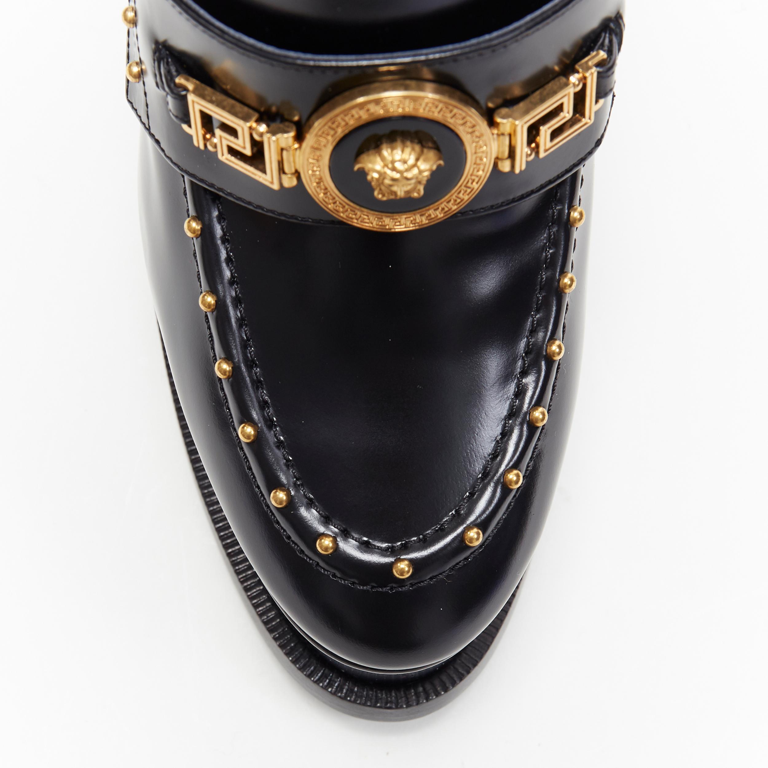 new VERSACE AW18 Runway calf leather chain Medusa stud platform loafer pump EU39 In New Condition In Hong Kong, NT
