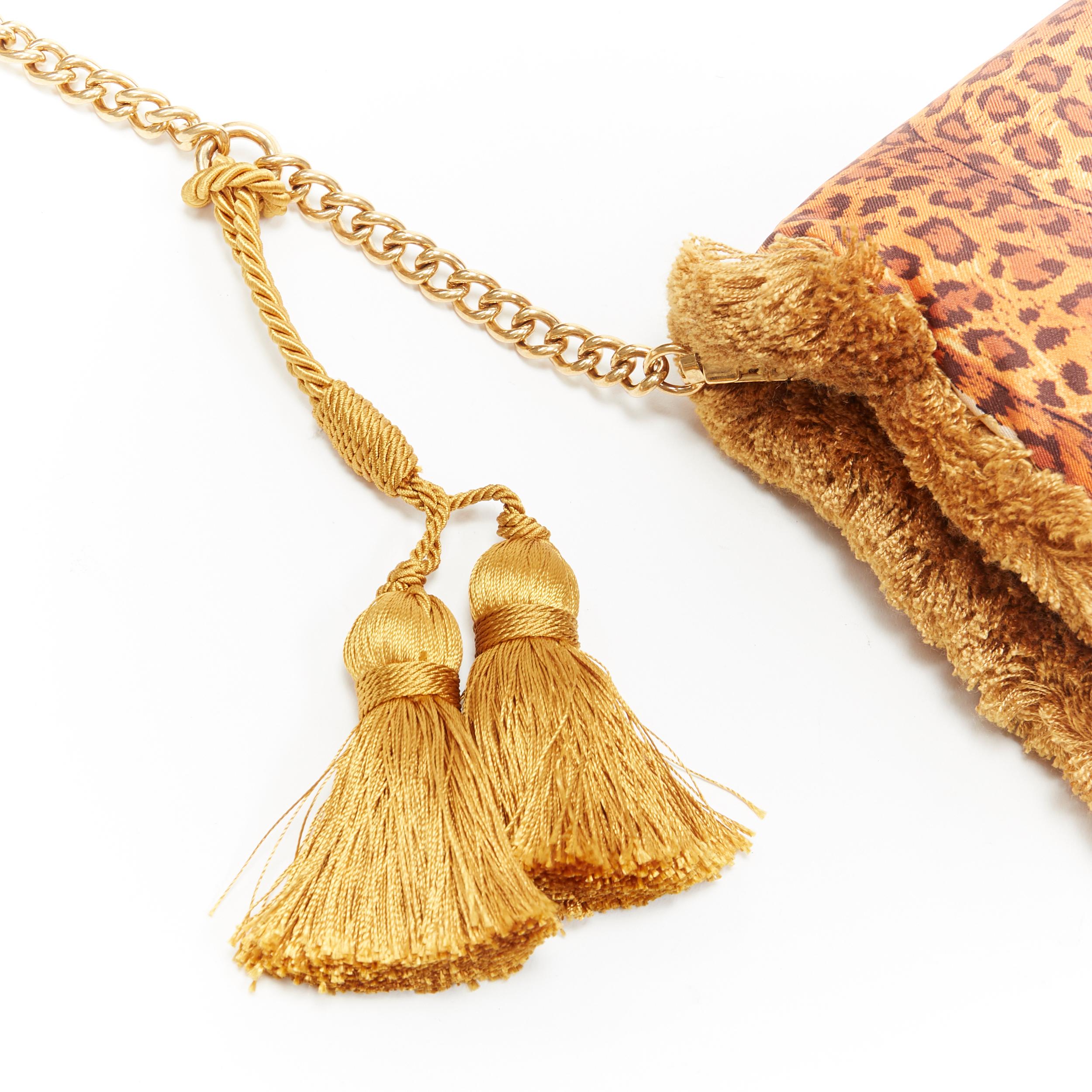 new VERSACE AW18 Runway Pillow Talk Wild Leopard print silk tassel shoulder bag 4