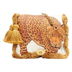 new VERSACE AW18 Runway Pillow Talk Wild Leopard print silk tassel shoulder bag