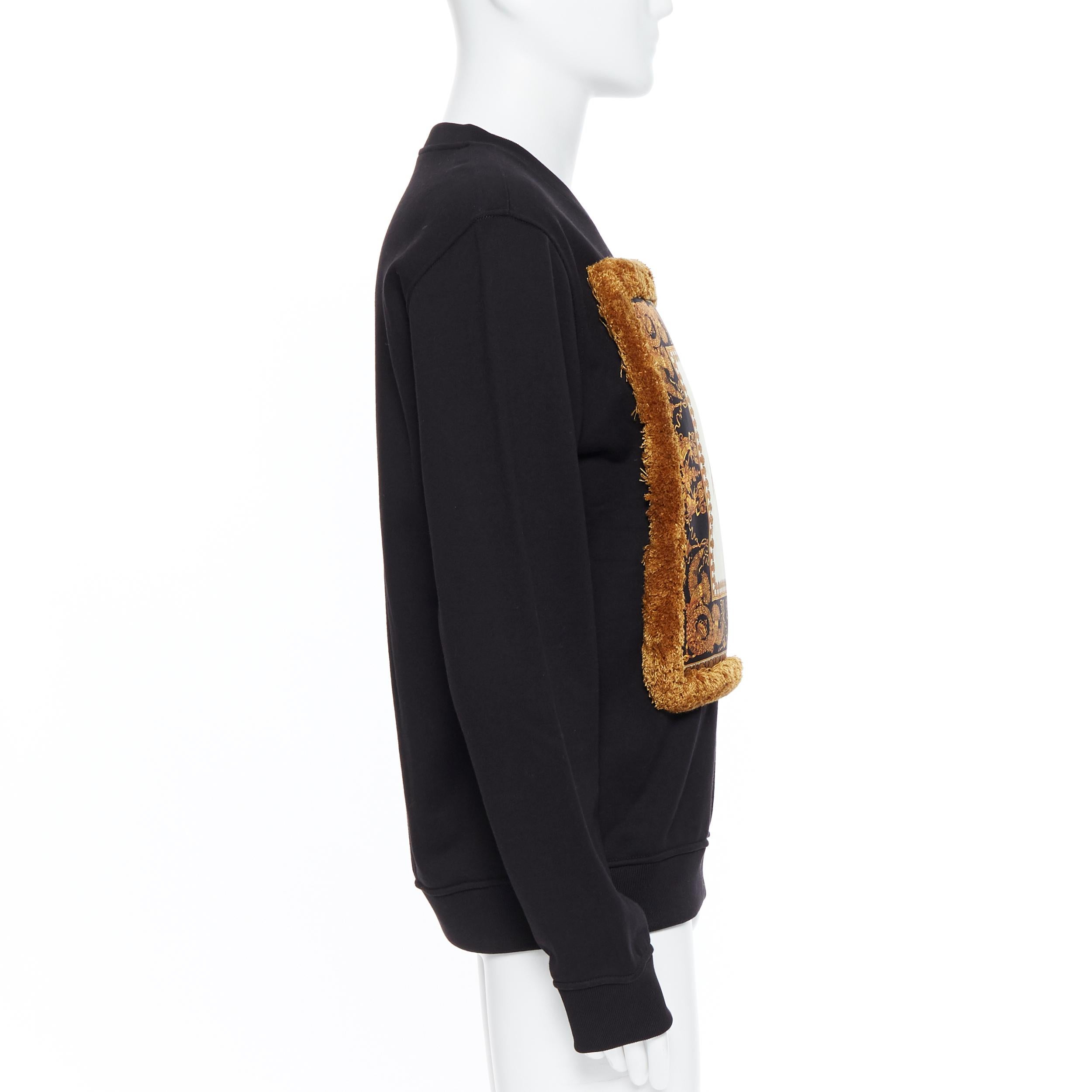 new VERSACE AW18 Runway Pillow Talk Wild leopard silk fringed black sweater 3XL In Excellent Condition In Hong Kong, NT