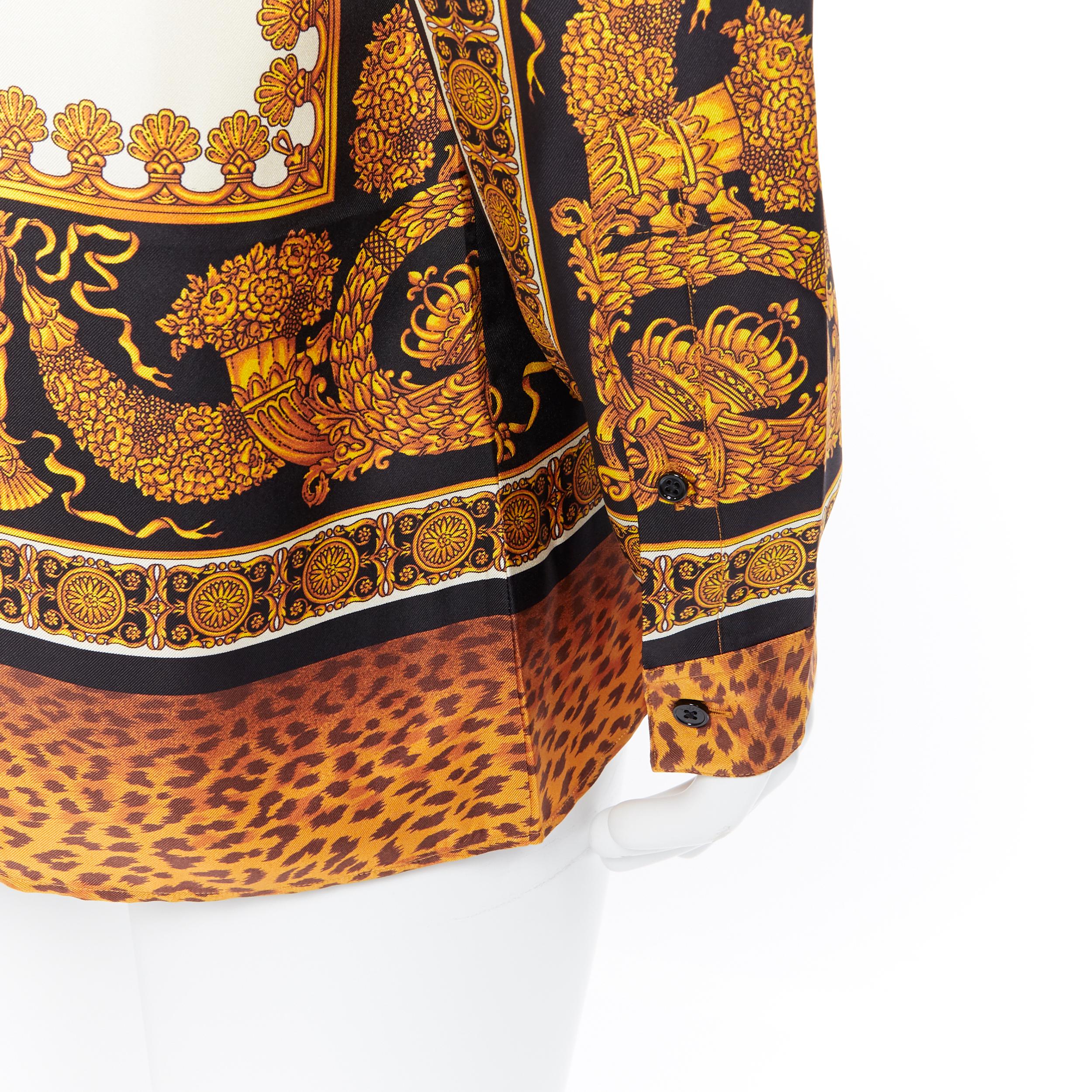 new VERSACE AW18 Runway Wild Leopard gold baroque print 100% silk shirt EU38 S 4