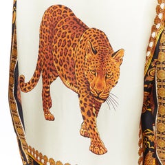 new VERSACE AW18 Runway Wild Leopard gold baroque print 100% silk shirt EU38 S