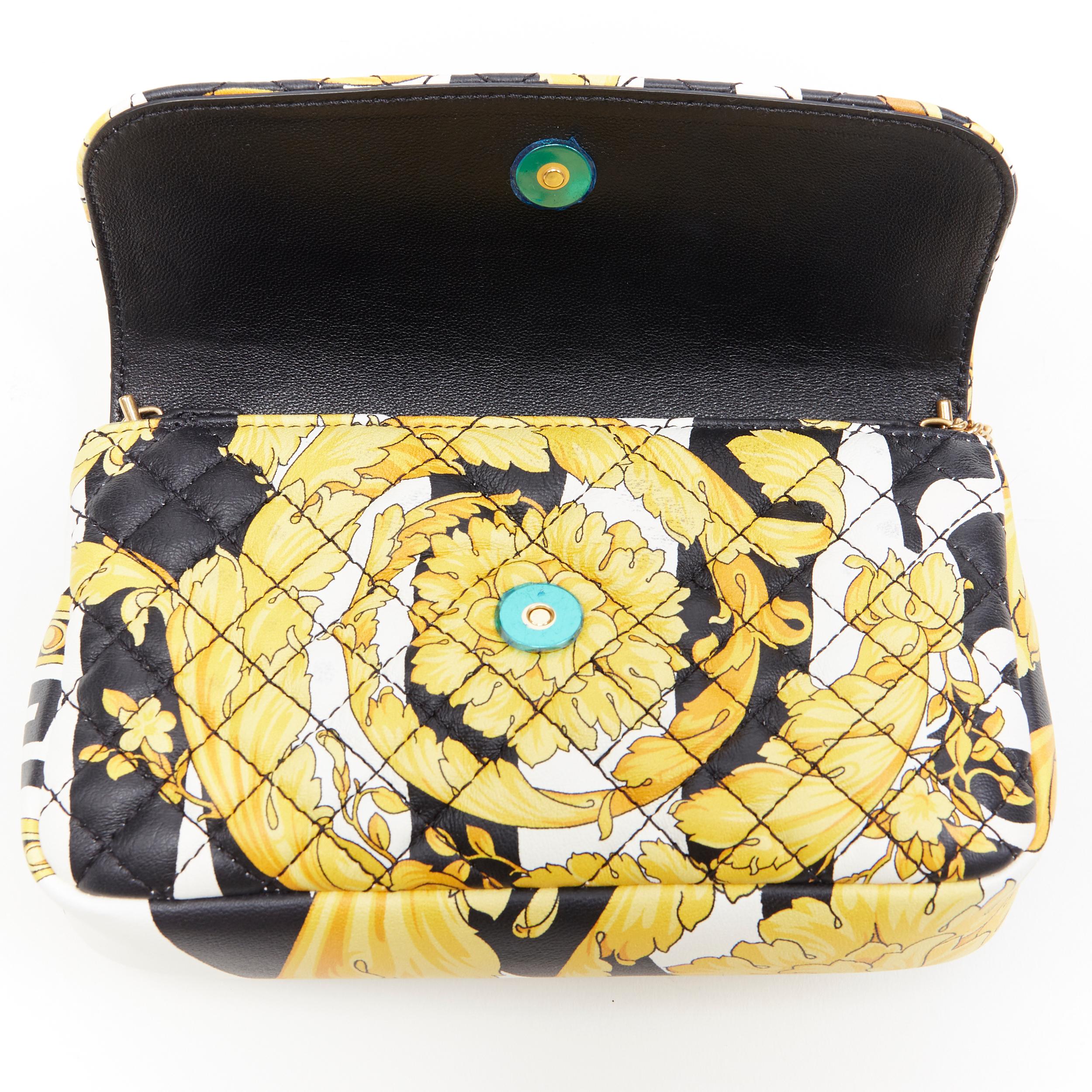 new VERSACE AW19 black white Greca gold baroque print quilted leather Medusa bag 3