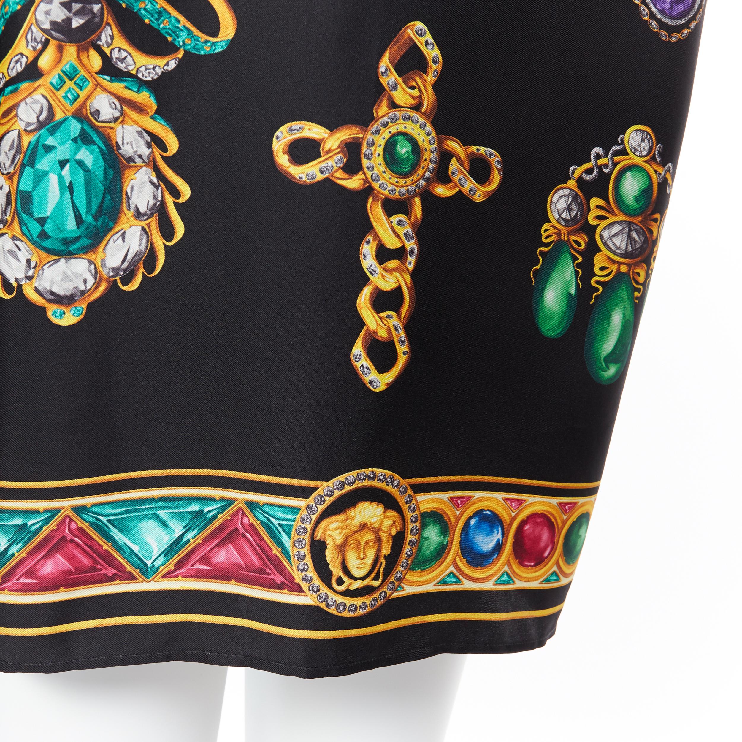 nuevo VERSACE AW19 Pasarela 100% seda negro vintage estampado joya Medusa camisa EU41 6