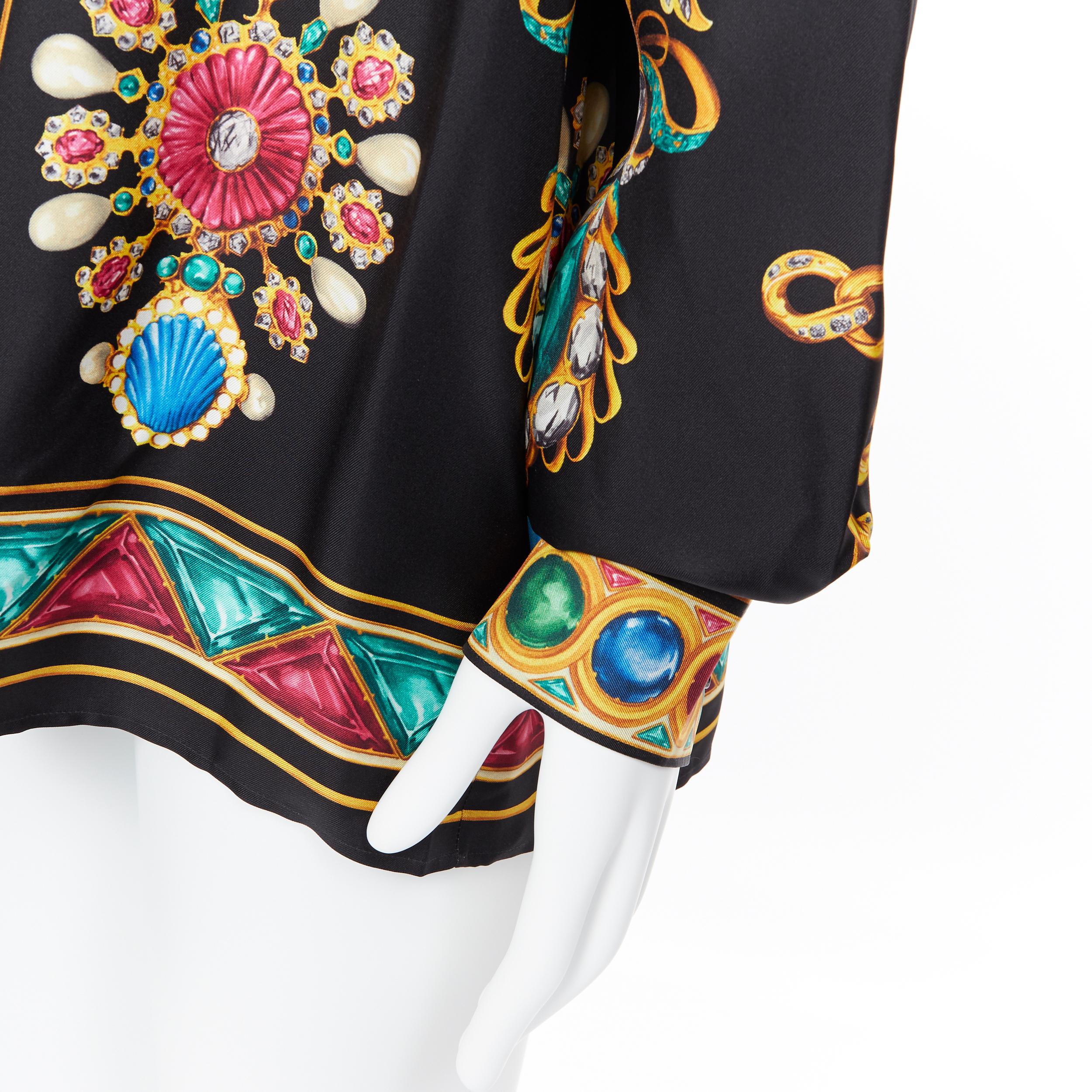 nuevo VERSACE AW19 Pasarela 100% seda negro vintage estampado joya Medusa camisa EU41 4