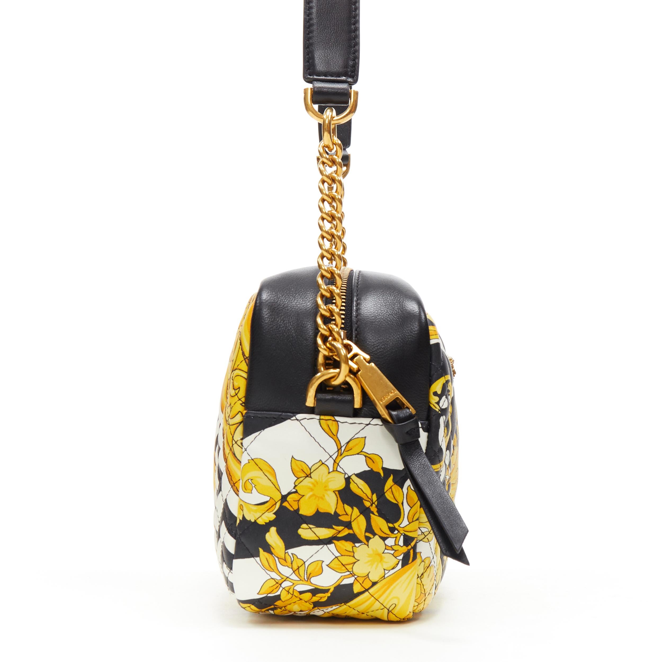 Donna nuovo VERSACE AW19 Savage Baroque nero trapuntato in pelle piccola crossbody camera bag