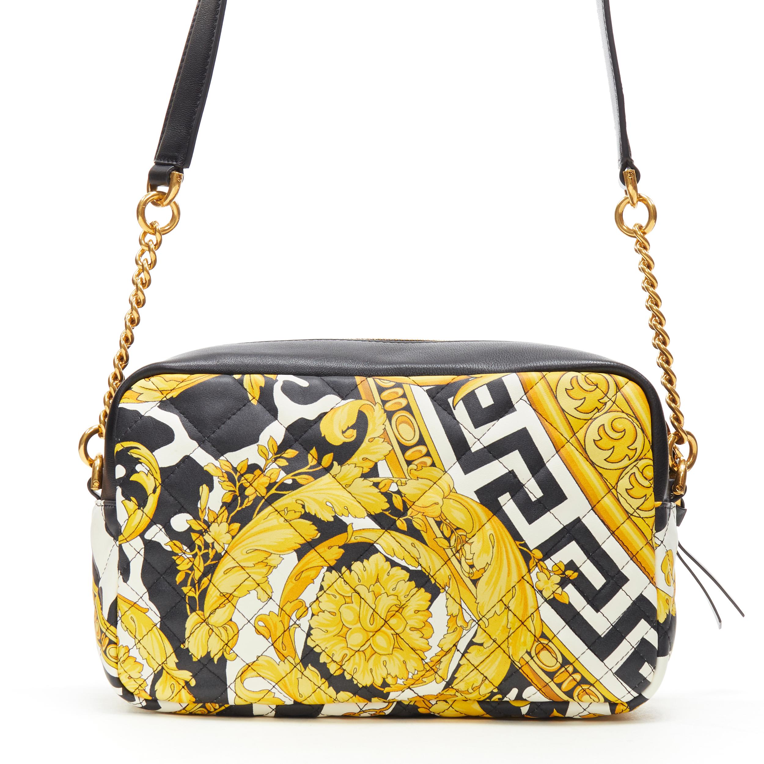 nuovo VERSACE AW19 Savage Baroque nero trapuntato in pelle piccola crossbody camera bag 1