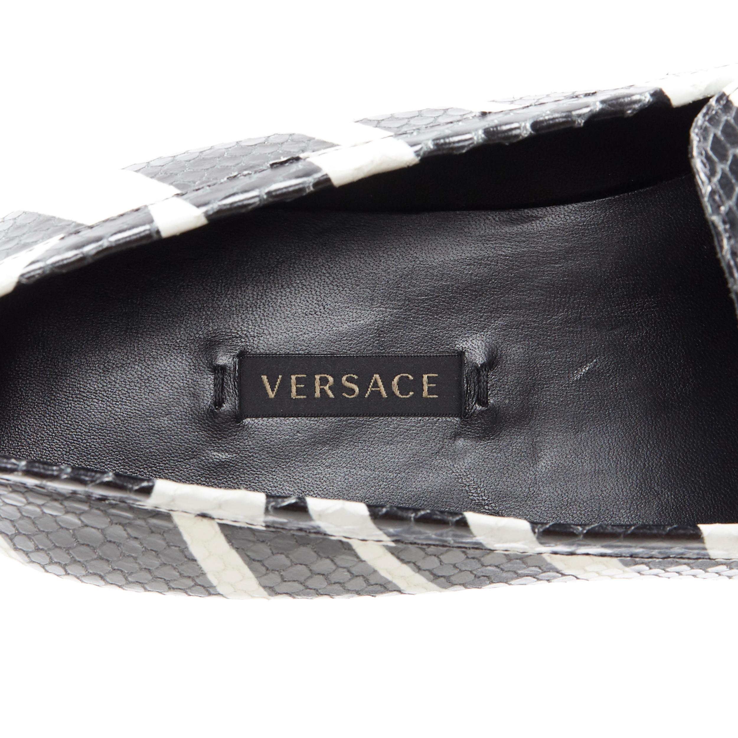 new VERSACE AW19 zebra print scaled calf leather gold Medusa chain loafer EU38 2