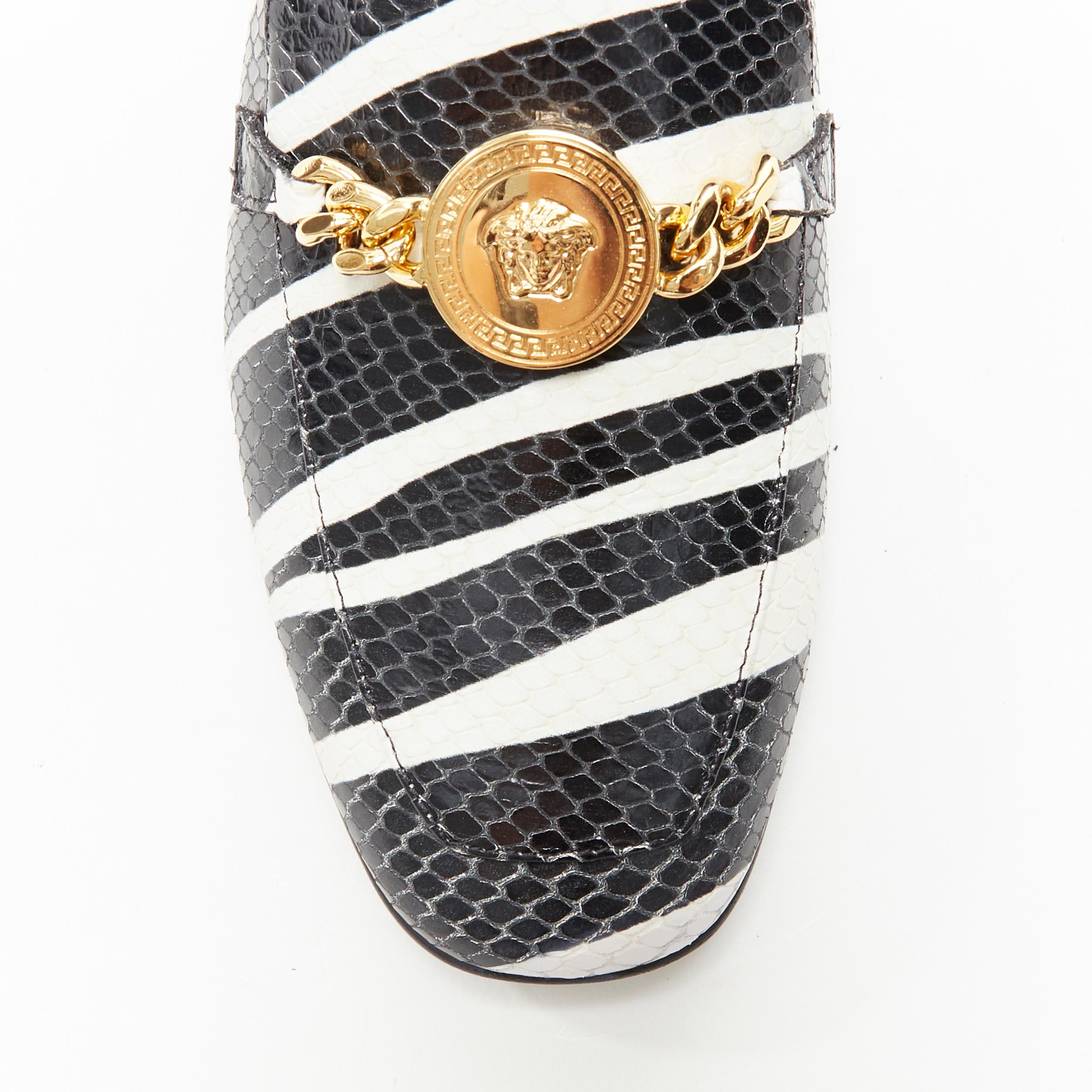 new VERSACE AW19 zebra print scaled calf leather gold Medusa chain loafer EU38 In New Condition In Hong Kong, NT