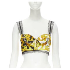 Neuer VERSACE Barock-Bustierarmband mit Spitzenbesatz und Akanthusschliff in Schwarz und Gold IT44 L