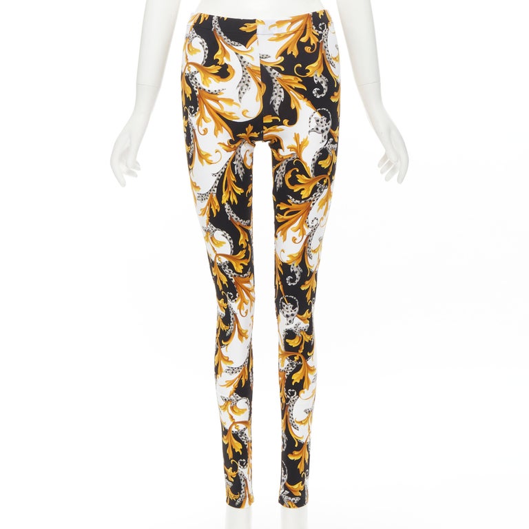 Versace Barocco Print High-waisted Leggings In Multi-colored
