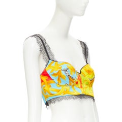 new VERSACE Barocco Acanthus Pop lace boned bustier bralette crop top XS IT38