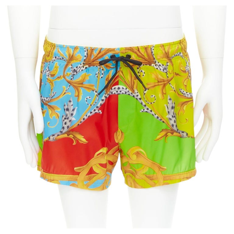 new VERSACE Barocco Acanthus Pop print swim trunk shorts IT5 L For Sale at  1stDibs | versace barocco shorts