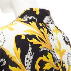 new VERSACE Barocco Acanthus silk black gold Medusa button fitted shirt IT40 S