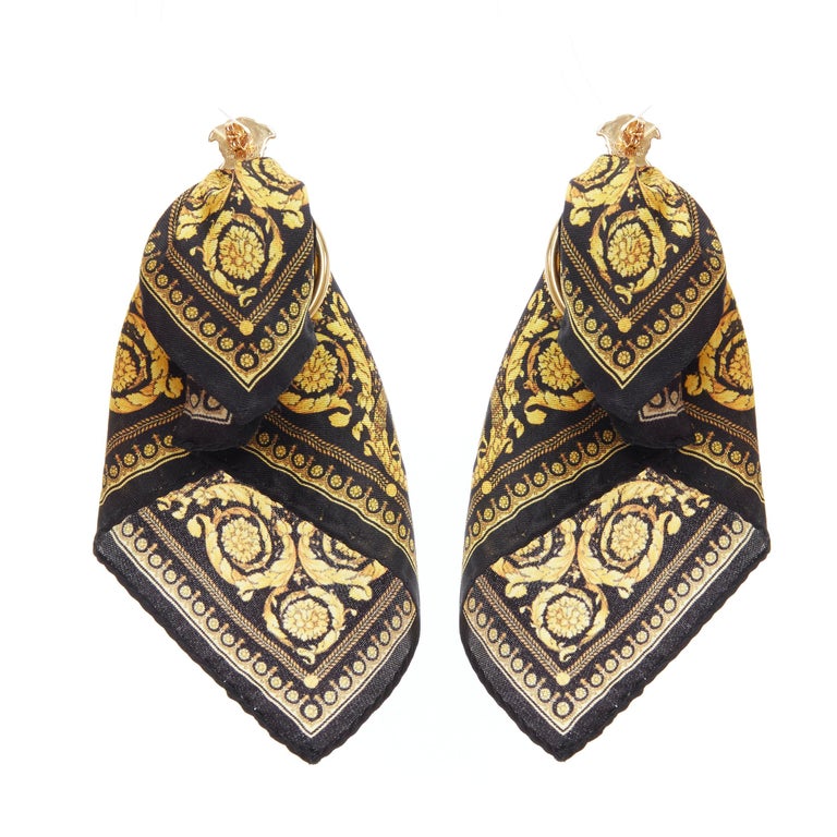 new VERSACE Barocco black gold baroque print scarf convertible Medusa