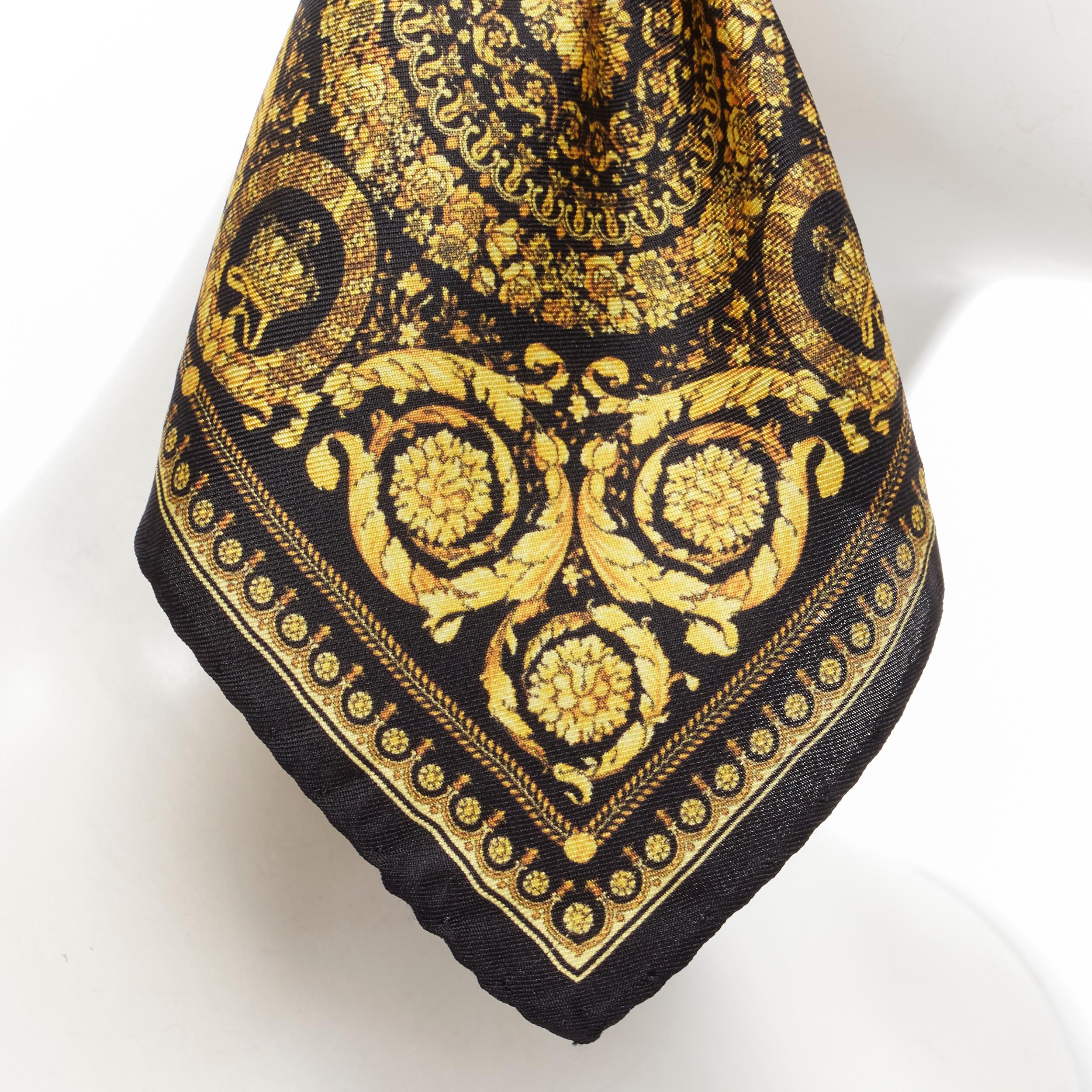new VERSACE Barocco black gold baroque print scarf convertible Medusa earring In New Condition In Hong Kong, NT