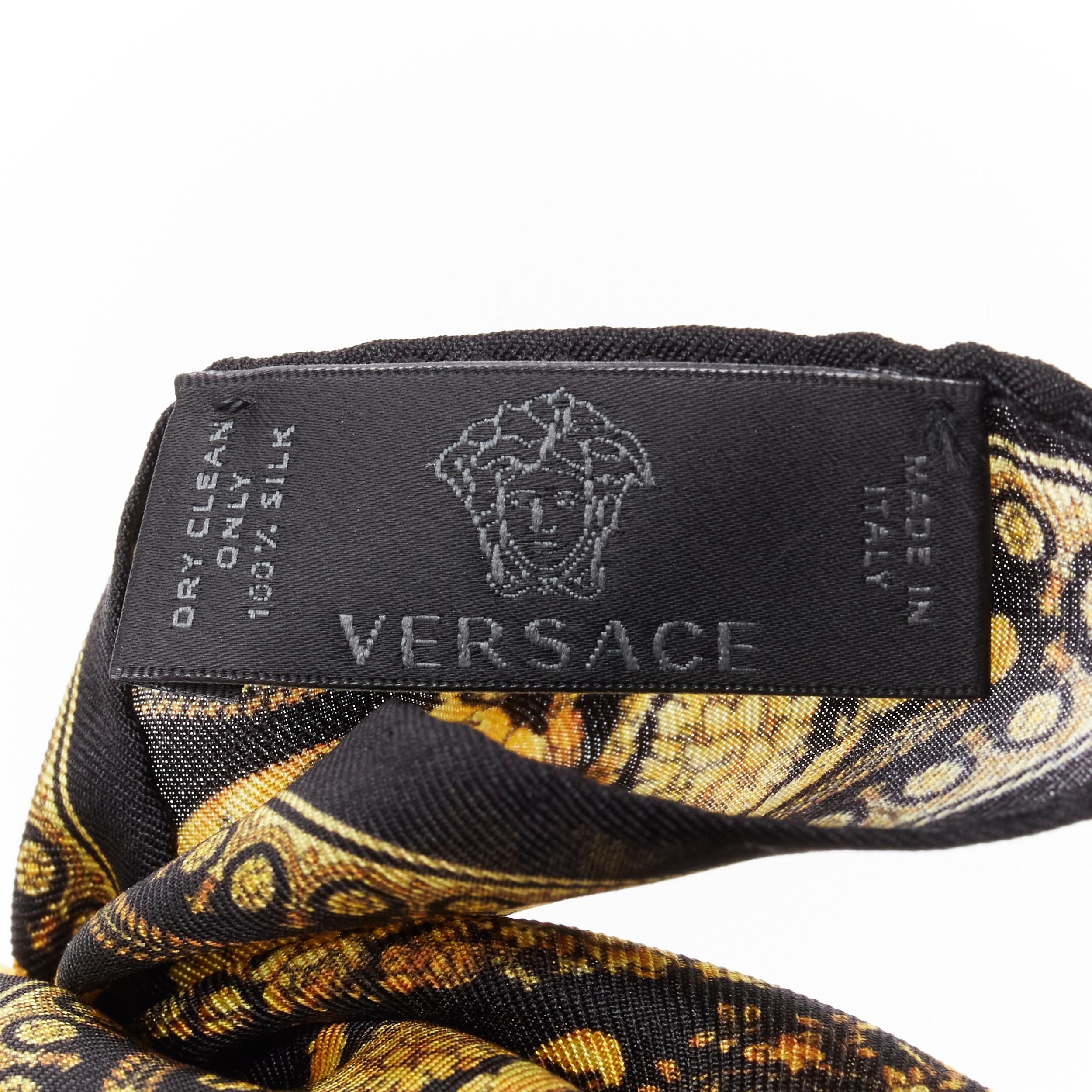 new VERSACE Barocco black gold baroque print scarf convertible Medusa earring 1