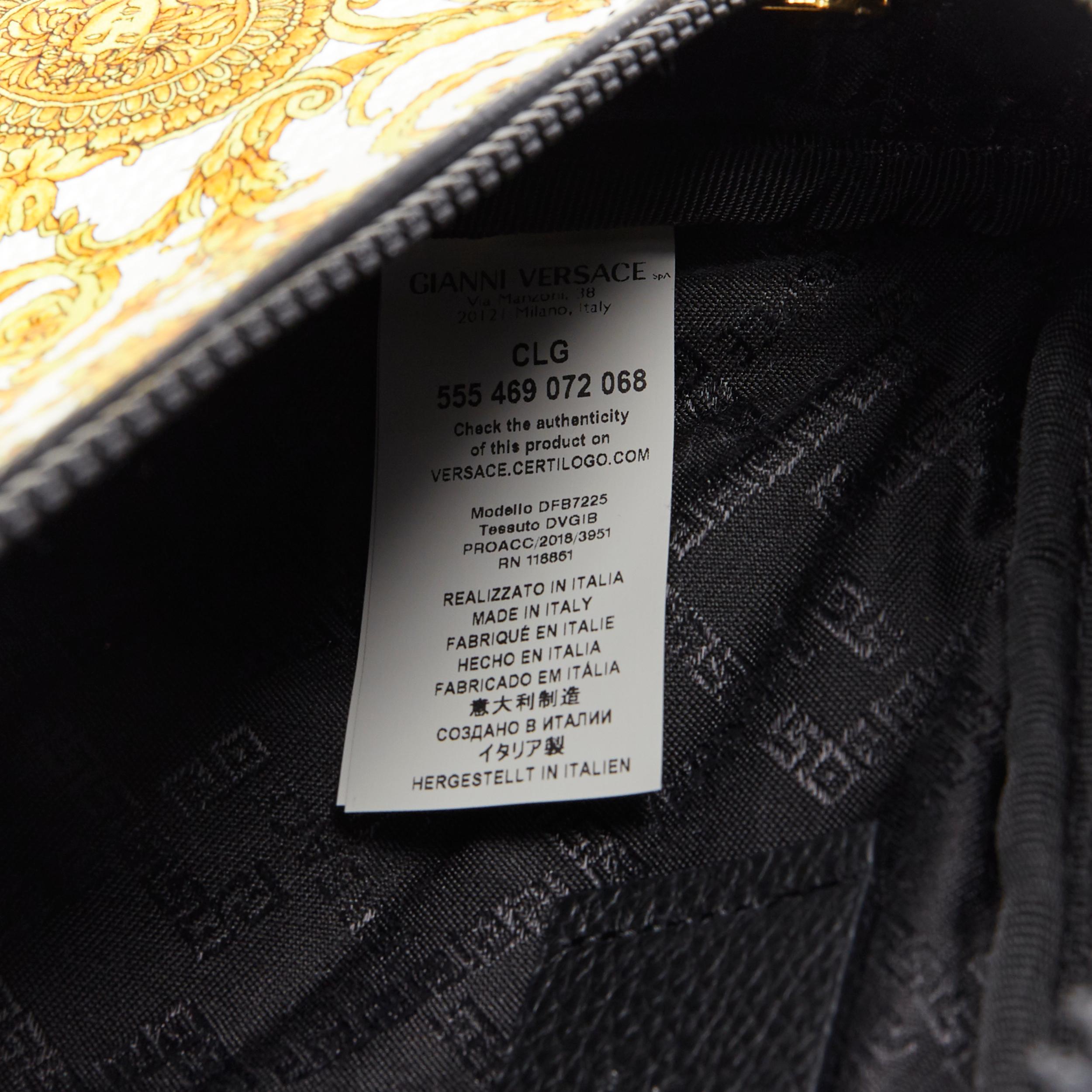 new VERSACE Baroque Box Logo black gold print leather crossbody waist belt bag 4