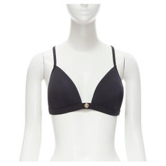 new VERSACE Beachwear black padded gold Medusa button triangle bikini top Sz.4 M
