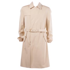 Used New Versace Belted Tan Trench Coat for Men