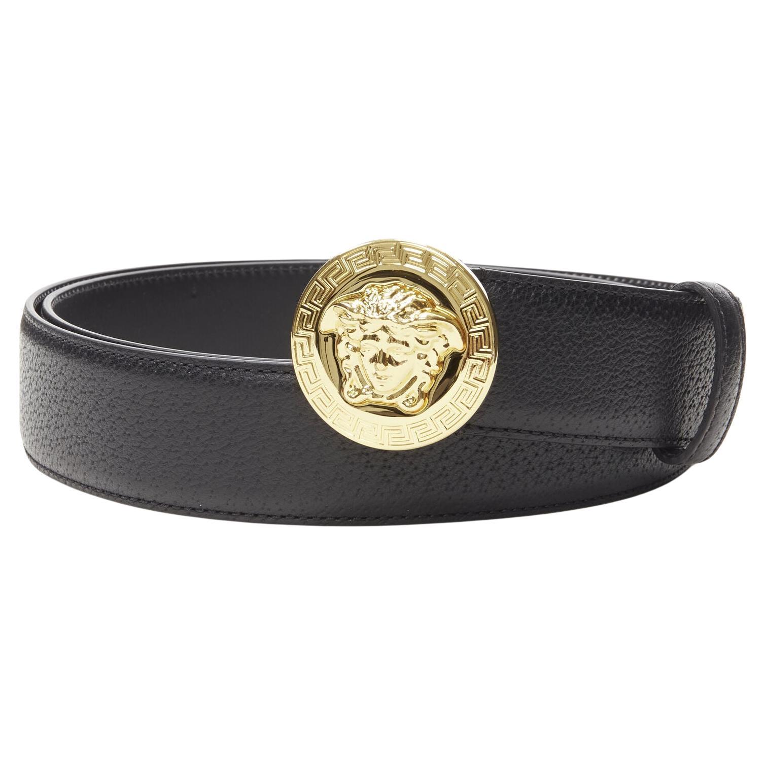 GIANNI VERSACE Black Leather Silver MEDUSA Small Women's Belt