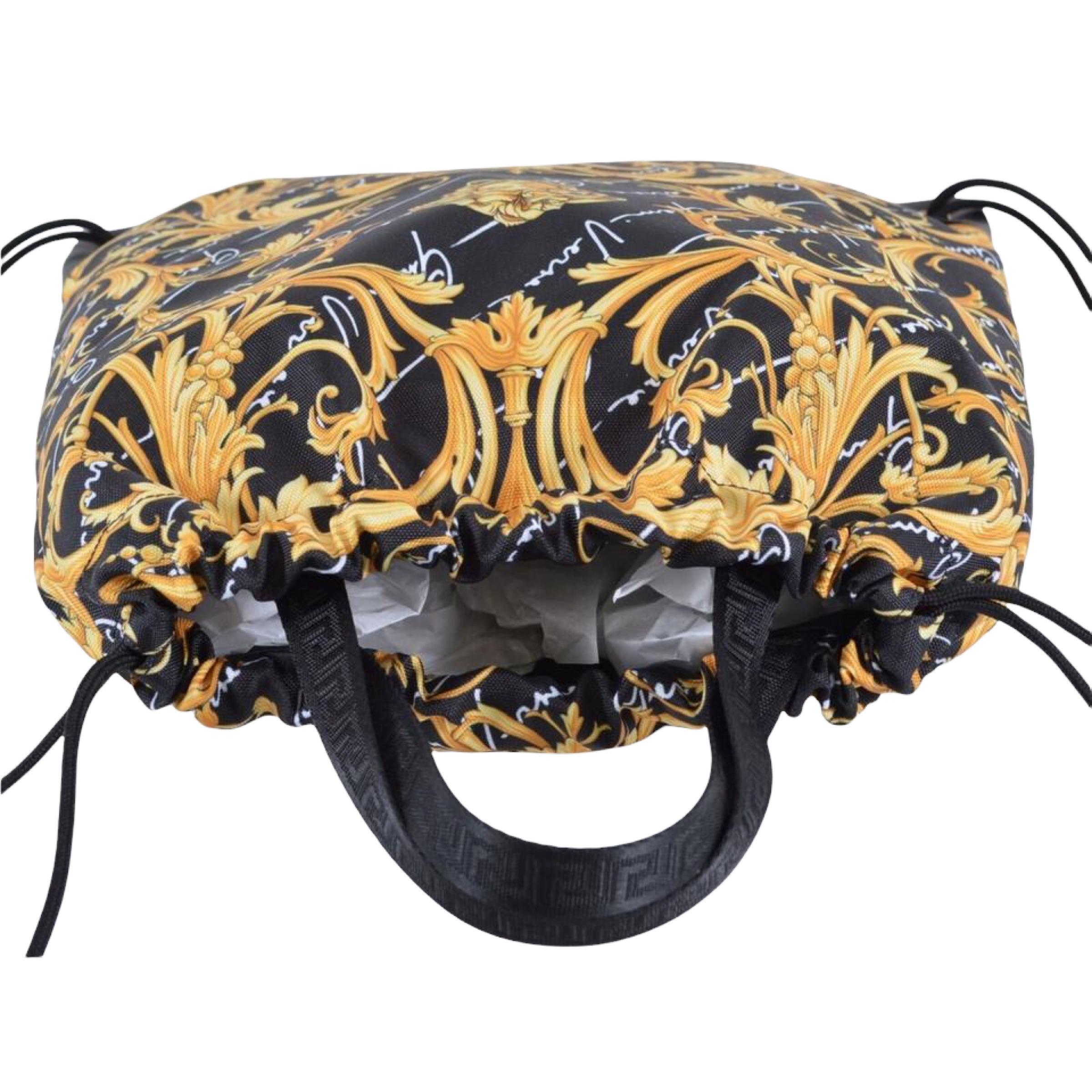 NEW Versace Black Baroque Medusa Head Drawstring Nylon Backpack Rucksack Bag For Sale 4