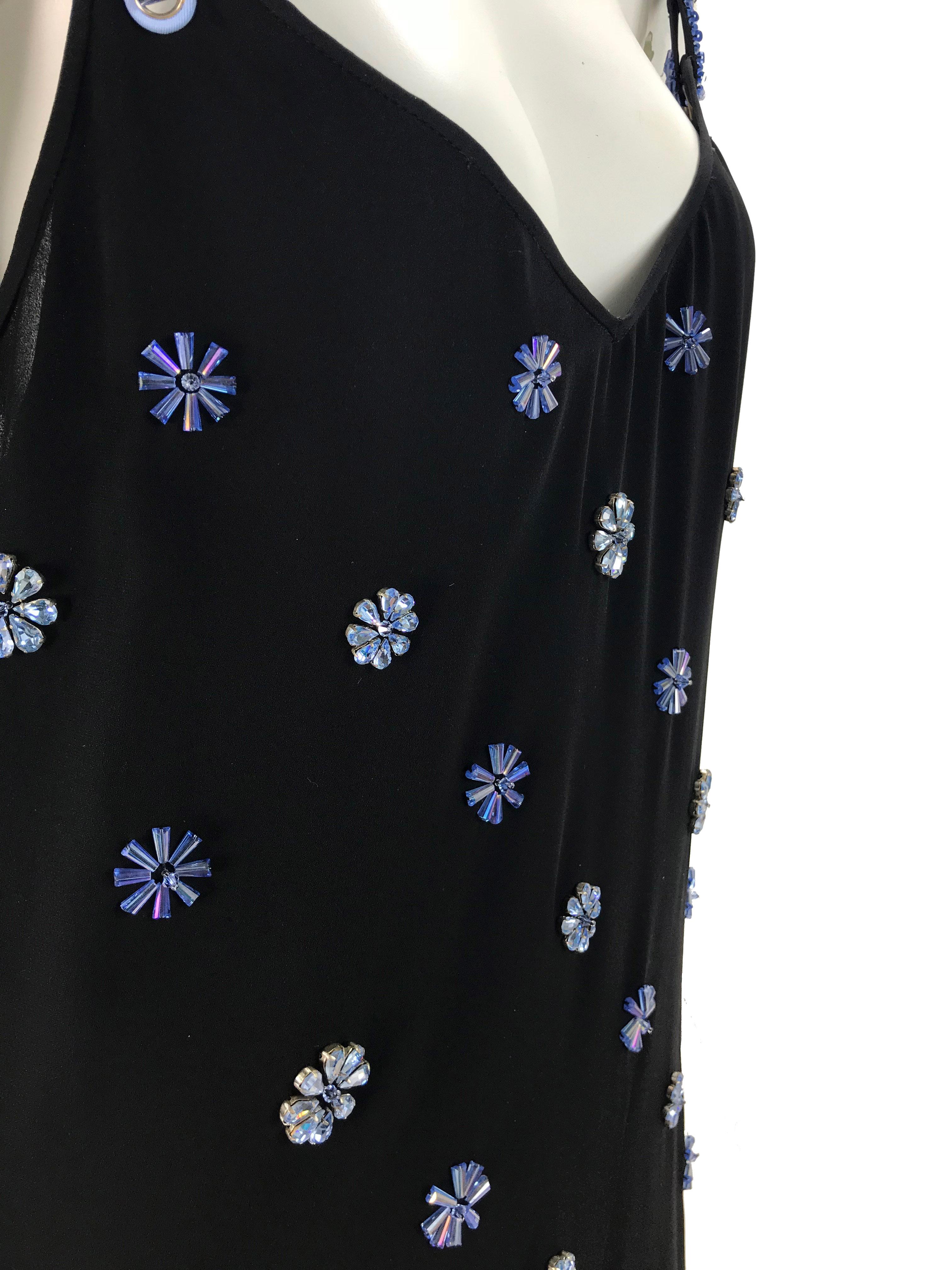 Women's New Versace Black Chiffon Silk Crystal Embellished Dress
