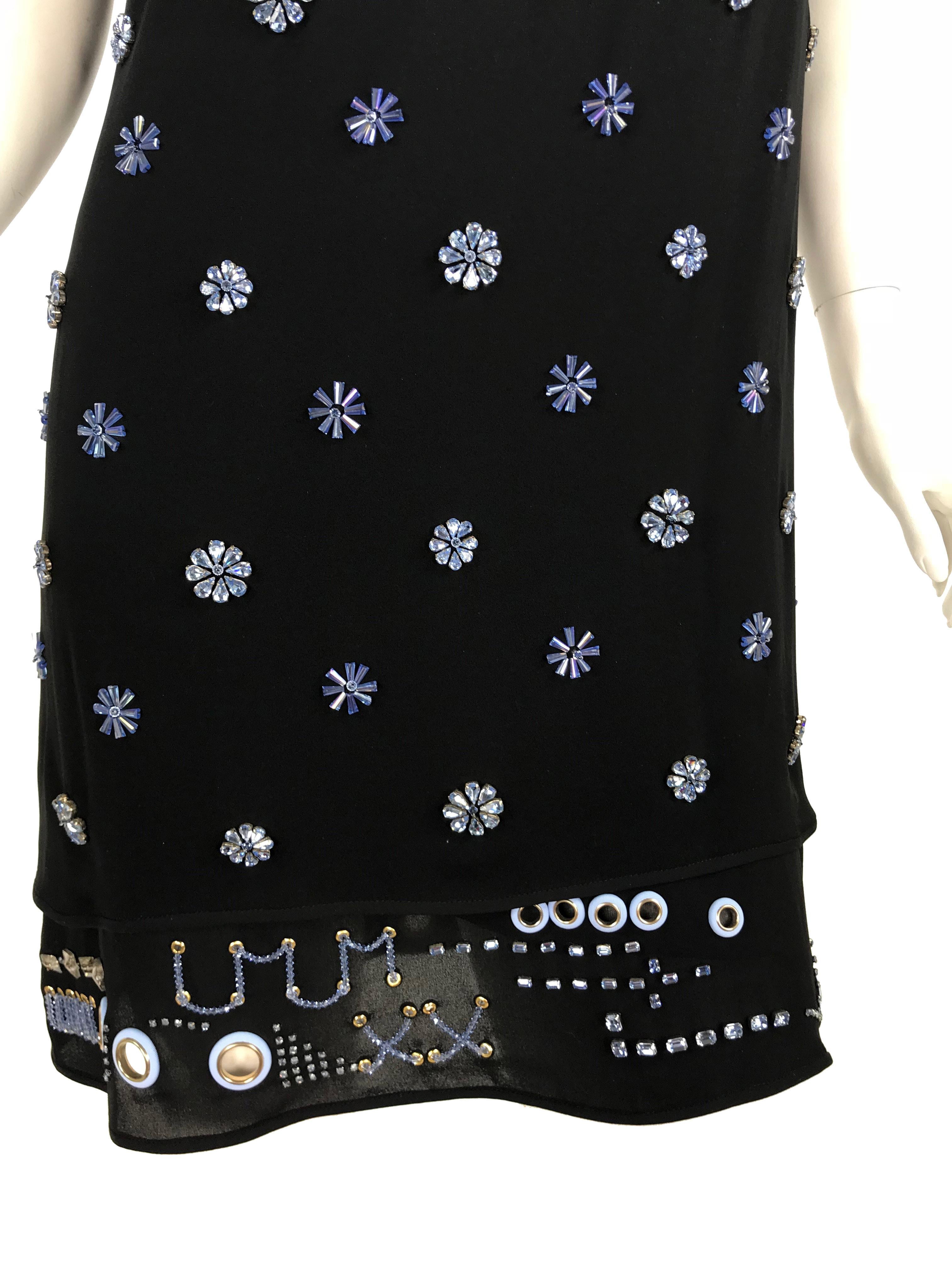 New Versace Black Chiffon Silk Crystal Embellished Dress 1