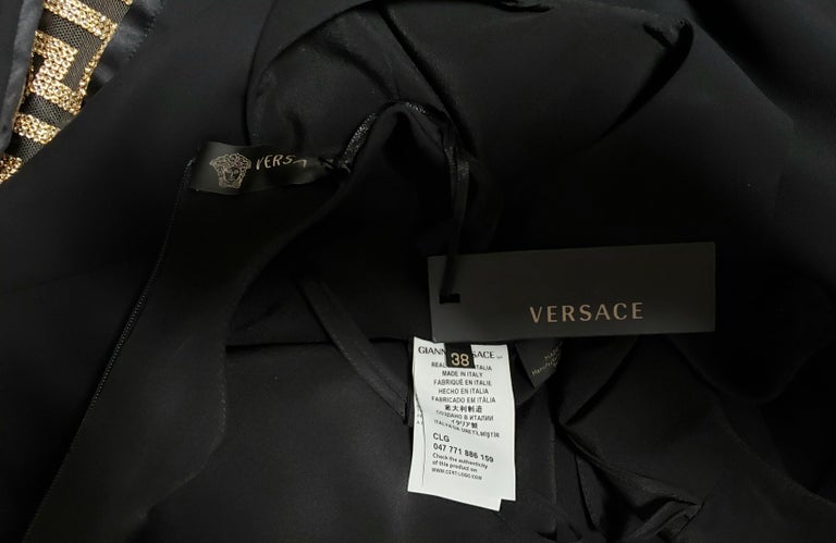 New Versace Black Crystal Embellished Black Silk Dress For Sale at ...