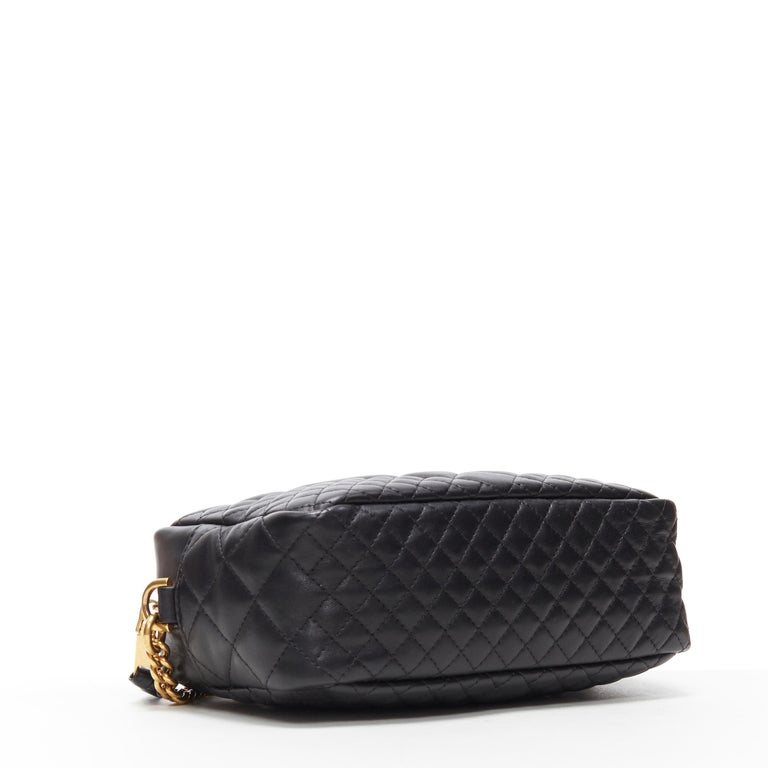 new VERSACE black diamond quilted lamb leather medusa gold chain ...