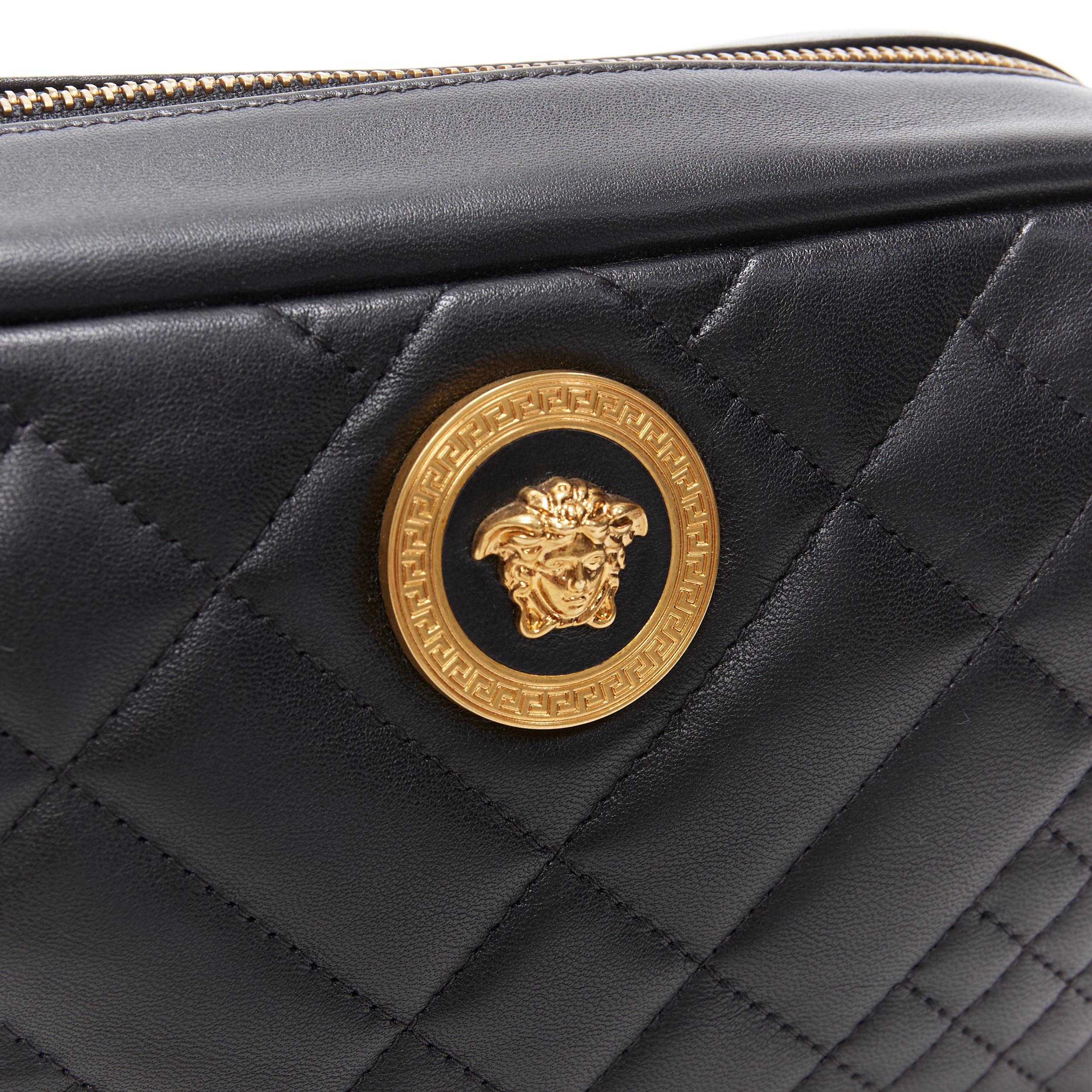 new VERSACE black diamond quilted lamb leather medusa gold chain shoulder bag In New Condition In Hong Kong, NT