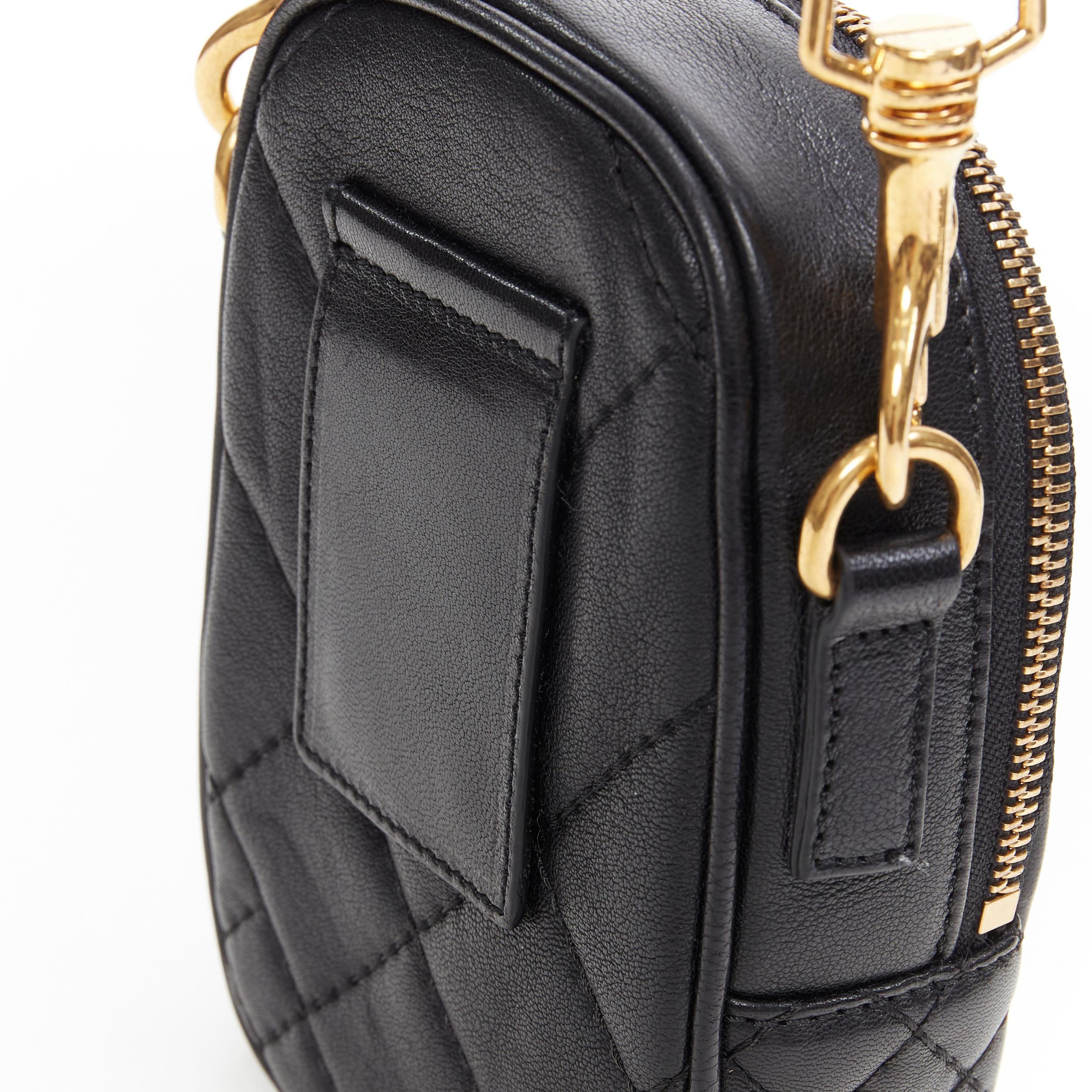 new VERSACE black diamond quilted lamb leather medusa small crossbody belt bag 5