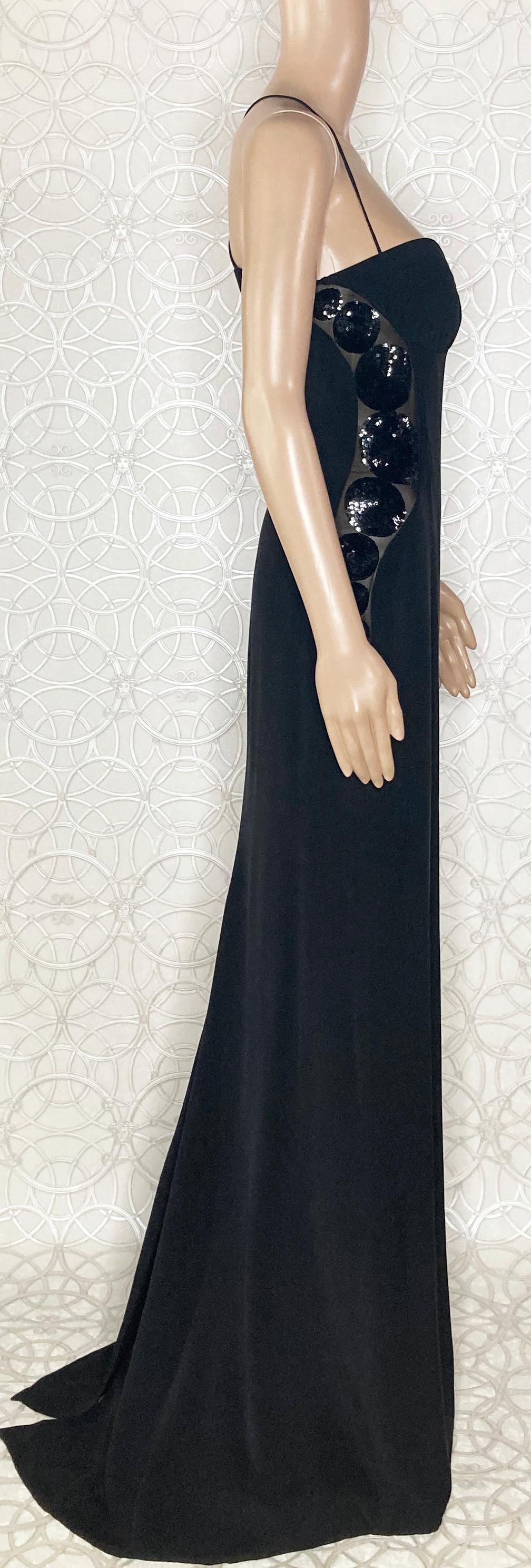 VERSACE BLACK PAILLETE DETAIL and OPEN BACK SILK LONG GOWN Dress 38 -2 For Sale 2