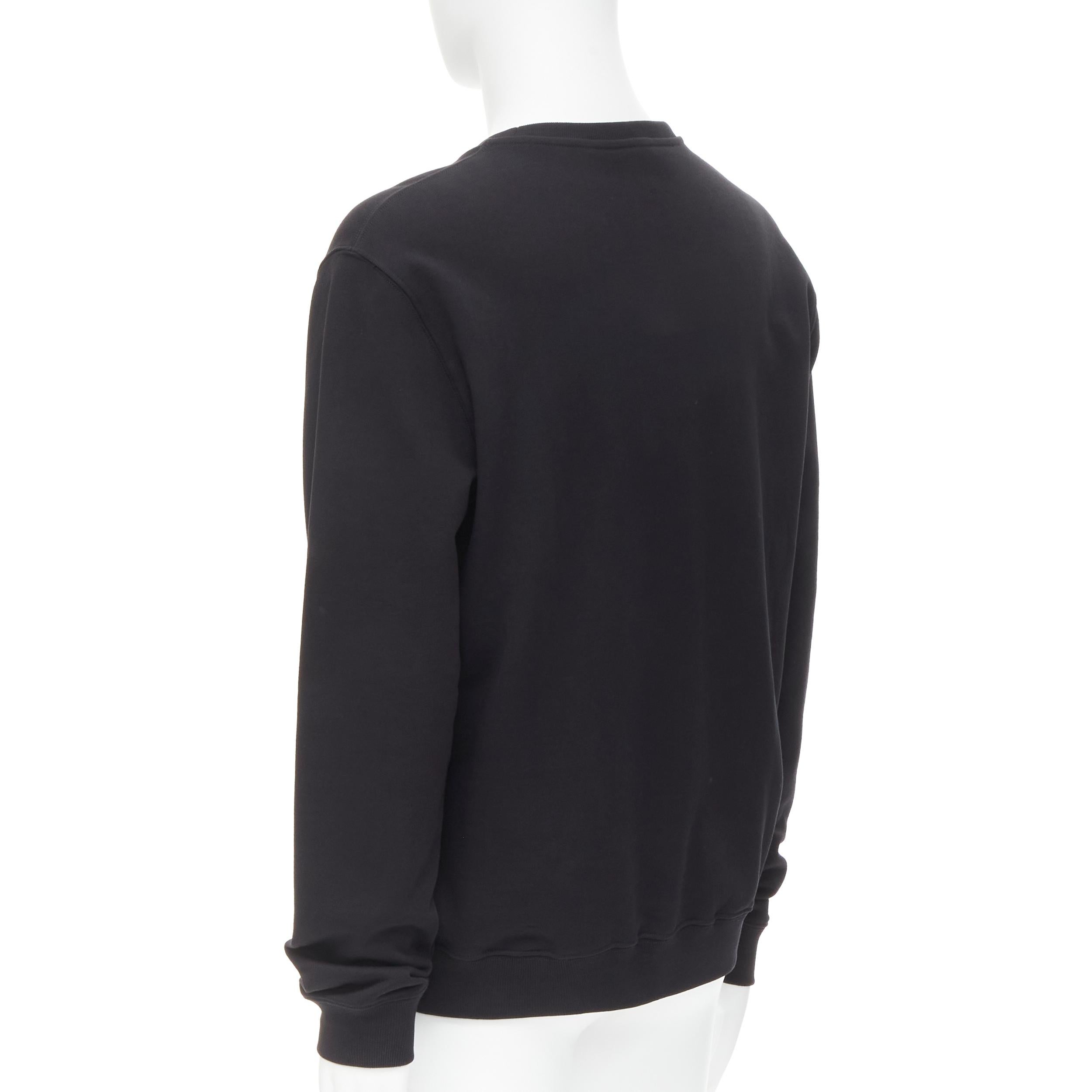 Black new VERSACE black gold Barocco Hibiscus Medusa cotton crew sweater S For Sale
