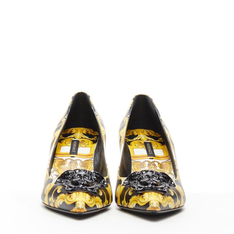 versace gold medusa pumps